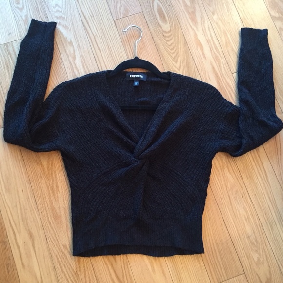 Express Eye-Catching Twist-Front V-Neck Chenille Sweater - Size XXS - Picture 5 of 15